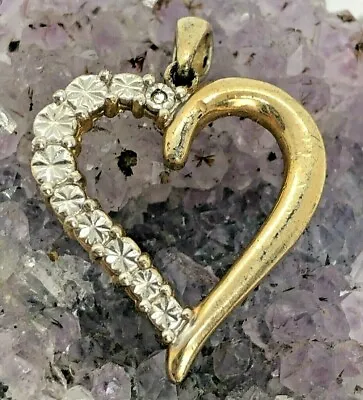 Vintage Sterling Silver Vermeil Heart Pendant 2.5 Grams Signed • $16