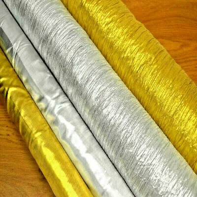 £5.99 • Buy Christmas LAME Metallic Shiny Foil Fabric Dress Craft Decoration Silver Gold 