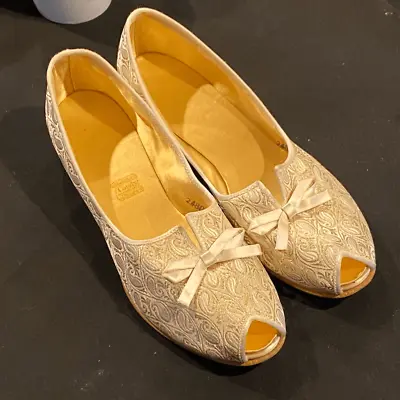 50's Daniel Green  Comfy  Vintage Slippers Metallic Gold House Shoes Vintage Sli • $50