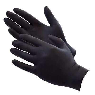 100 Black Nitrile Gloves Xl Disposable Box Of Powder Latex Free Medical Food • £5.99