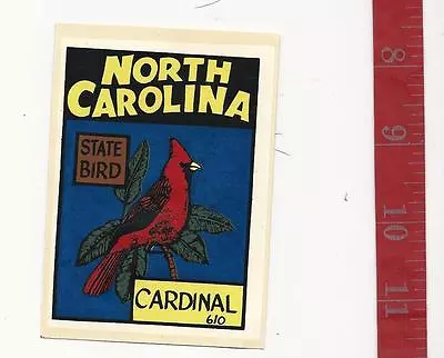 Vintage Water Decal North Carolina State Bird Cardinal Baxter Lane Co. • $6