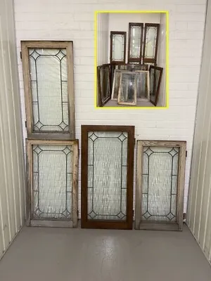 Job Lot Of Four Double Glazed Leaded Trim Oak Wooden Windows Various Sizes • £200