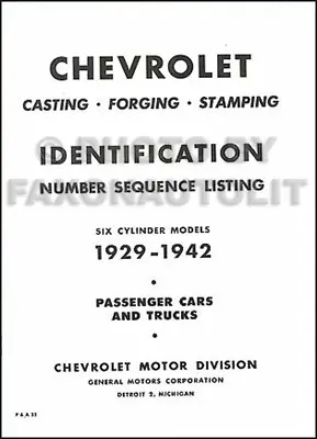 ID 1929-1942 Chevrolet Chevy Parts With This Book Casting Forge Stamp Numbers • $60.69