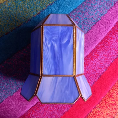 £15 • Buy TIFFANY Style LIGHT SHADE BLUE WHITE Marbled Stained Glass Pendant 