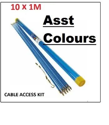 10M Cable Access Kit 1M X 10 Electricians Puller Rods Wires Draw Push Pulling • £12.95