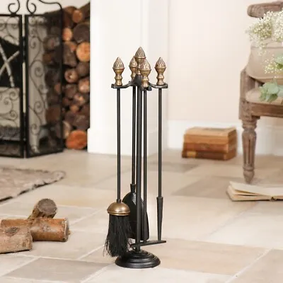 £44.99 • Buy 5 Piece Brass Acorn Fire Companion Set Fireplace Home Accessories Fireside Tools