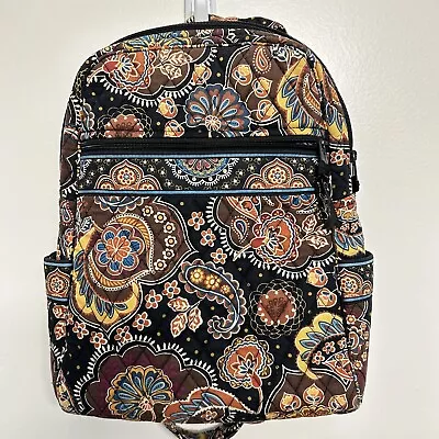 Vera Bradley Kensington Backpack Retired Brown Zipper Backpack Quilted Paisley • $15