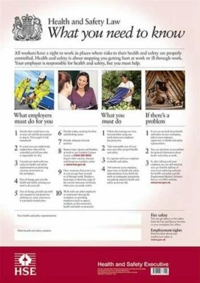 £10.99 • Buy Official HSE Books Health And Safety Law Poster Laminated A3