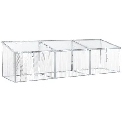 Outsunny  Aluminium Greenhouse Plants Raised Bed Vented Cold Frame Transparent • £44.99