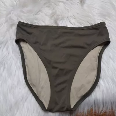 Victoria's Secret Bikini Bottom Size S Brown Green Taupe High Leg Brief Swim Vtg • $14.99