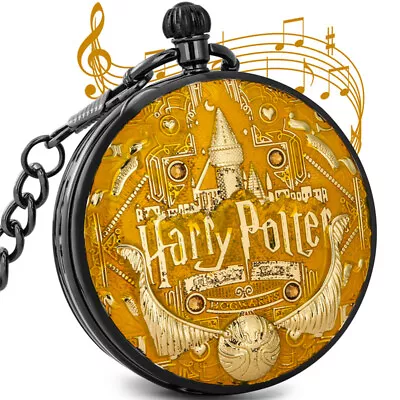 Golden Cover Hary Poter Musical Quartz Pocket Watch For Men Women Chain Gift • $17.09