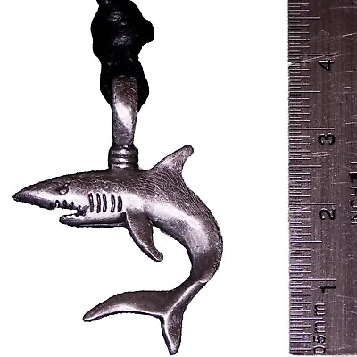 Shark Tooth Adjustable Pewter Pendant Goth Biker Necklace Jaws Ocean Fish Marine • £4.99