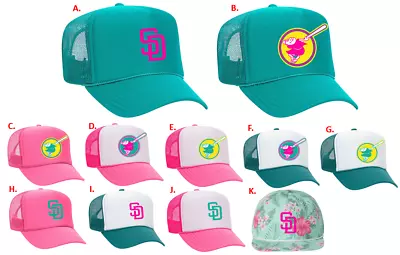 SD City Connect Baseball Foam Front Mesh Back Snap Back Trucker Hat HTV Logos • $17.99