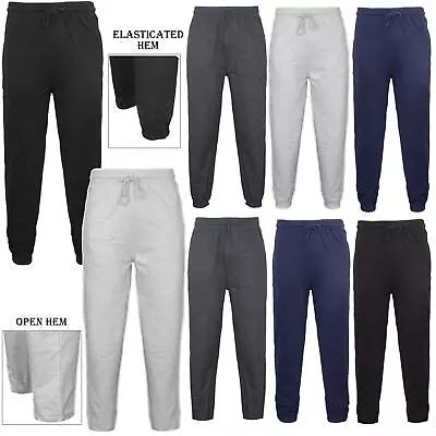 Mens Elasticated Jogging Bottoms Joggers Fleece Lined Zip Pockets Drawstring • £9.99