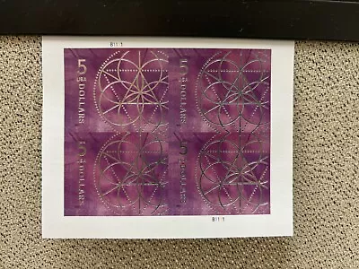 Sheet Of 4 2022 USPS Floral Geometry Purple $5  $20 Total  Self-Adhesive Stamps • $20