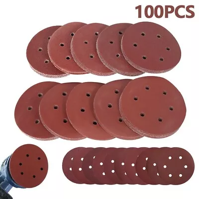 100x 150mm 6-Hole Sanding Discs 40-2000 Grit Hook And Loop Orbital Sander Pad AU • $19.48