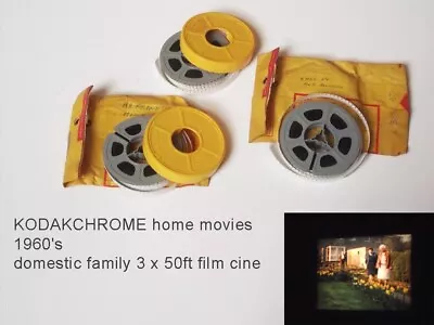 KODAKCHROME Home Movies 1960's Domestic Family 3 X 50ft Film Cine • £9.99