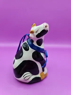 Vtg Ceramic Cow Bell With Utter Clapper 5 Inch Figurine Milk Cow • $17