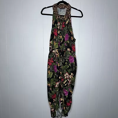 Venus Women’s Tropical Floral Dress Sleeveless Tie Back Black Size 22 • $24