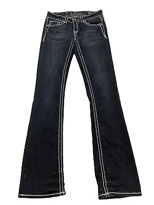 Vintage Y2K LA Idol USA Jeans Boot Cut Low Thick Stitching Pockets Sz 5 29x34 • $20