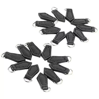 20pcs Rhombus Genuine Leather Zipper Pull Handcraft Zipper Tags Spare(Black) YSE • $25.21