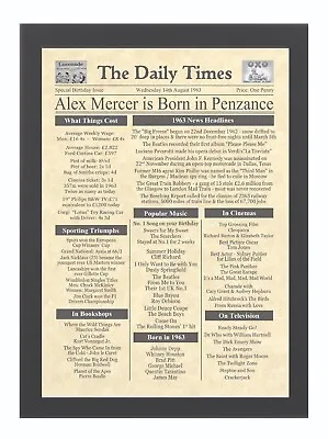 £8.50 • Buy Personalised 60th Birthday Gift - Day You Were Born 1963 Newspaper For Man Woman
