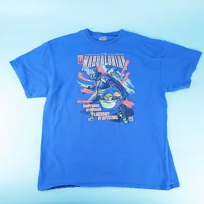 Star Wars The Mandalorian Baby Yoda T-shirt Blue Mens Size Xl  • $7.19