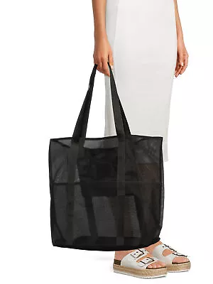 Black Women's Mesh Beach Tote Bag 2-Pack Cheetah Print 17” W X 17” H X 8.5” D • $16.20