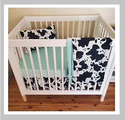 Cow Print Ranch Style Baby Bedding Western Crib Bedding Set • $82