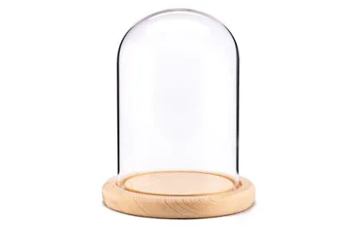 £12.90 • Buy High Quality Thick Glass Dome / Bell / Cloche With Wood Base (Natural)
