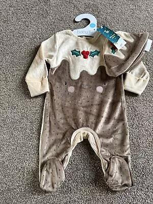 Tu Clothing Christmas Pudding Baby Toddler Outfit With Hat 0-3 Months • £10