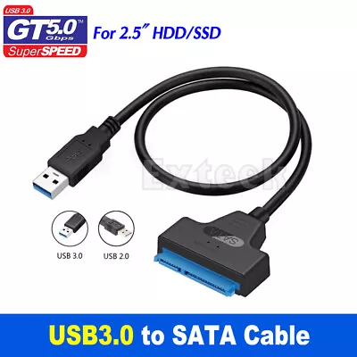 USB 3.0 To SATA 2.5  Hard Drive HDD SSD Adapter Converter Cable 22Pin UASP • $7.85