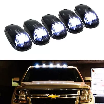 5pc Black Smoked Lens White LED Cab Roof Marker Running Lights For Truck SUV 4x4 • $25.99