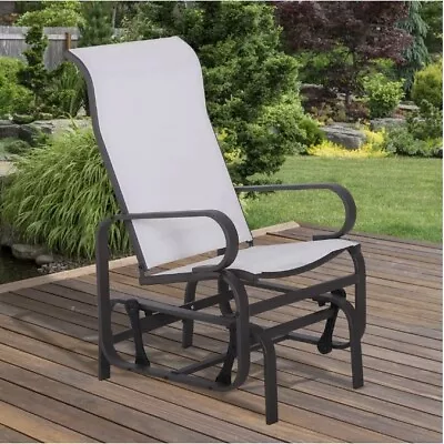 Grey Out Door Single Glider Patio Swing Rocking Chair Breathable Mesh High Back • $103.09