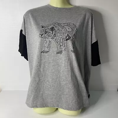 $14.95 • Buy ASOS Curve Plus Size 20 Tshirt Top Grey Bear Black Sleeves T-shirt Tee
