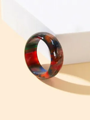 $3.99 • Buy Boho Chic Multi-colored Resin Chunky Finger Ring Trendy Jewellery Band For Women