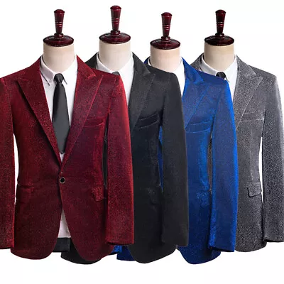 Men's Suit Singer Stage Dress Handsome Sequins 2PCS Casual Coat+pants Formal Set • $77.31