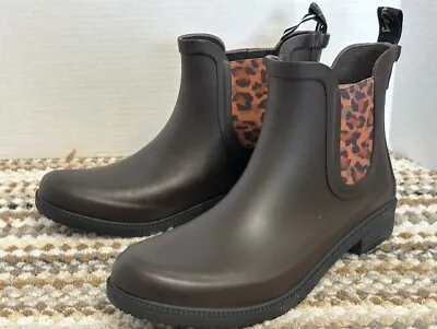 Womens Joules Dark Brown Waterproof Welly Wellington Ankle Pull On Rain Boots 9 • $31.99