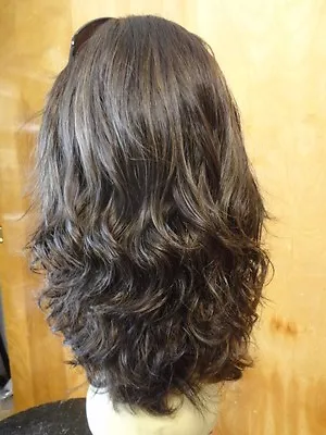 $1050 • Buy Malky Wig  European Multidirectional Human Hair Sheitel Medium Brown Wavy Small