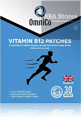 OmniCo Vitamin B12 Patches 5000mcg - Up To 7 Months Supply - 30 Patches - High - • £14.57