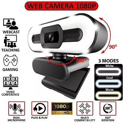 Webcam Full HD 1080P For PC Desktop/Laptop Auto Focus Web Camera With Microphone • $11.85