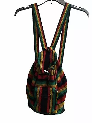 Mexican Backpack Bag Artisan RED Yellow Green Rasta Colors • $0.99