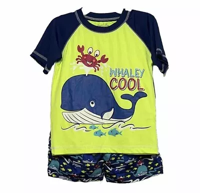 NEW Quad Seven TODDLER Boy's Shirt & Trunks Swim Set - WHALEY COOL - Size: 2T • $6.99