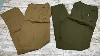 (2) Eddie Bauer Mens Jogger Pants 38x32 Green/Khaki Ripstop Hiking Elastic Waist • $34.99