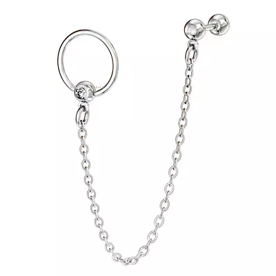 Captive Bead Ring Chain Linked Slave Cartilage Tragus Helix Top Ear Barbell Stud • £6.99