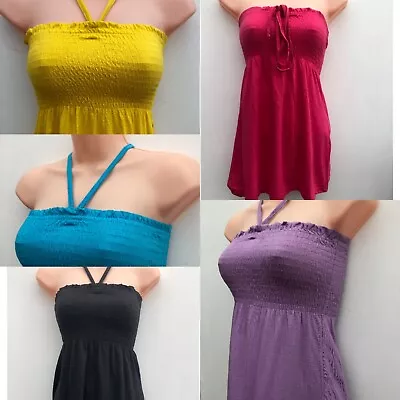 £3.99 • Buy Ladies Boob Tube Bandeau Top With Halterneck Option Sizes XS-L *NEW*
