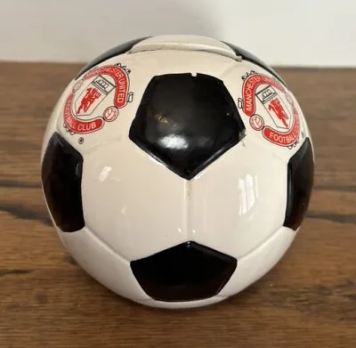 Vintage Manchester United Football Club Ceramic Soccer Ball Bank • $10.99