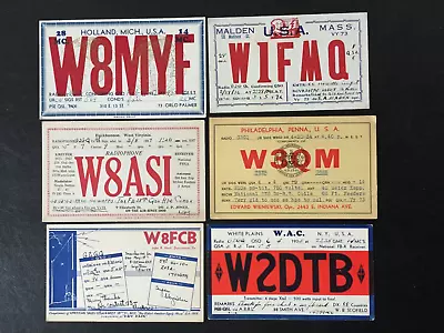 £2.99 • Buy USA 1930s QSL CARDS SELECTION  (6) W8MYE + W8ASI + W8FCB + W2DTB + W3QM + W1FMQ