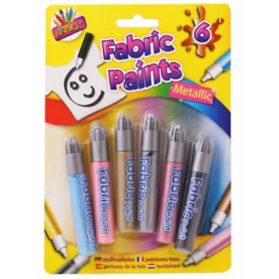 6 X Fabric Paint Pens Metallic Glitter Kids Childrens Clothes Metallic Paints • £2.94