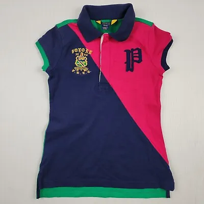 Polo Ralph Lauren Polo Shirt Girls Size M (8-10) Blue Pink Green Short Sleeve • $20